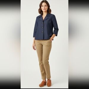 Talbots Cropped Navy cotton/linen blend jacket, size 4